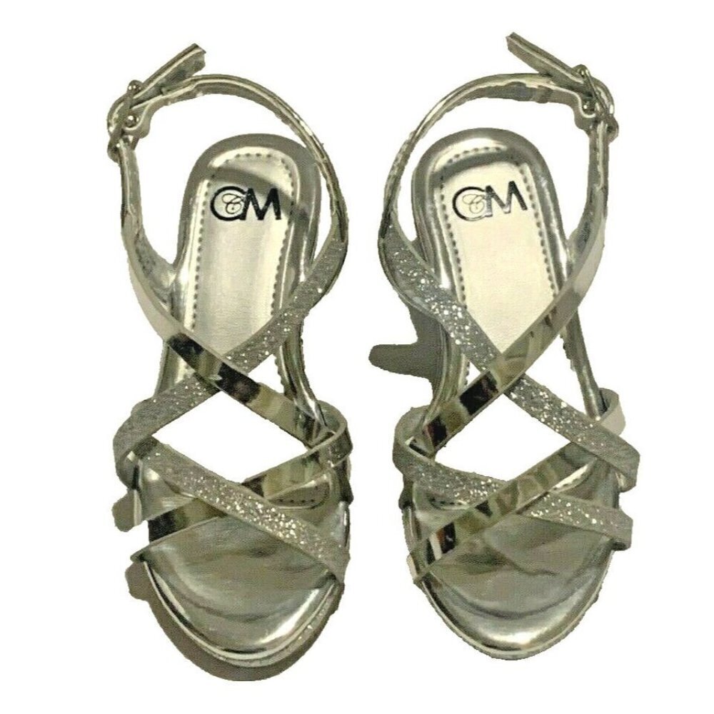 Chelsea Moreland Toddler Girls Wedge Sandals Size 7M Silver Glittery Party